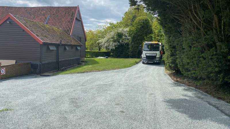 Hot Tar and Grey Granite Chippings