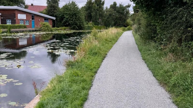 Grey granite canal tow path