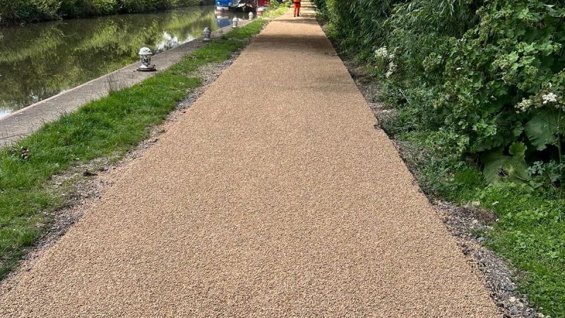 Hot tar golden gravel canal tow path